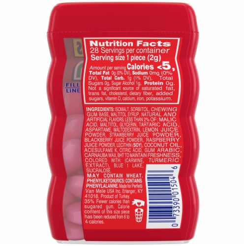Mentos® Sugar-Free Red Fruit Lime Gum Perspective: back