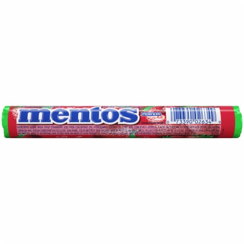 Mentos Chewy Strawberry Mint Candy Roll Perspective: back