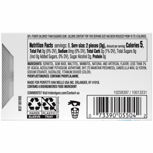 Trident White Peppermint Gum Sugar Free Perspective: back