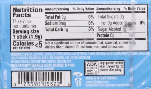 Trident Mint Bliss Sugar-Free Gum Perspective: back