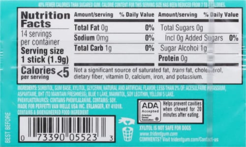 Trident Minty Sweet Twist Sugar-Free Gum Perspective: back