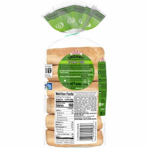 Oroweat® Organic 10 Grains & Seeds English Muffins Perspective: back