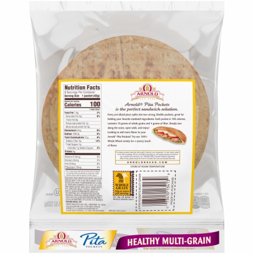 Arnold® Orowheat® Pocket Thins Healthy Multi-Grain Pita Pockets Perspective: back