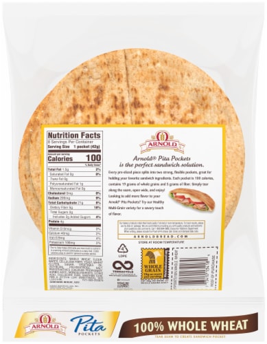 Arnold® Whole Wheat Pita Pockets Perspective: back