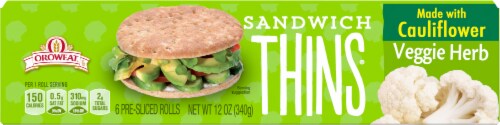 Oroweat Sandwich Thins Veggie Herb Rolls Perspective: back