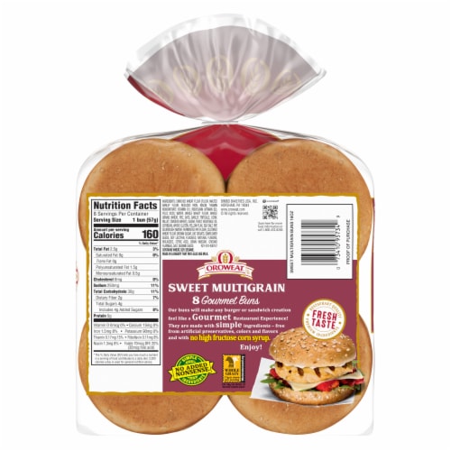 Oroweat® Sweet Multrigrain Gourmet Hamburger Buns Perspective: back