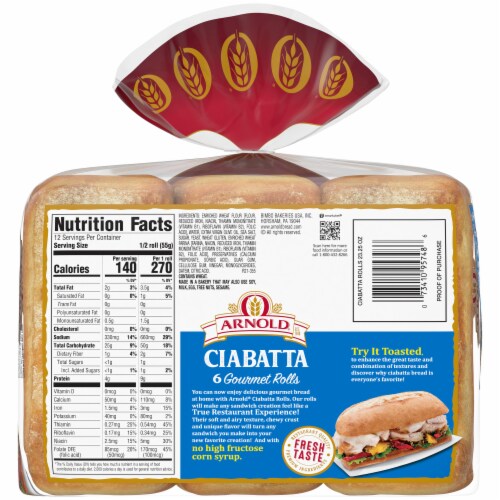 Arnold Gourmet Ciabatta Buns Perspective: back