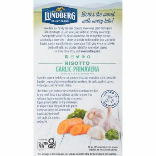 Lundberg Family Farms® Garlic Primavera Risotto Arborio Rice & Seasoning Mix Perspective: back