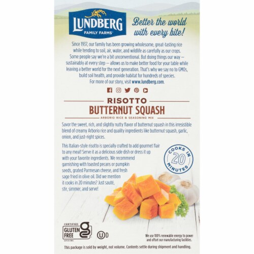 Lundberg Butternut Squash Risotto Arborio Rice & Seasoning Mix Perspective: back
