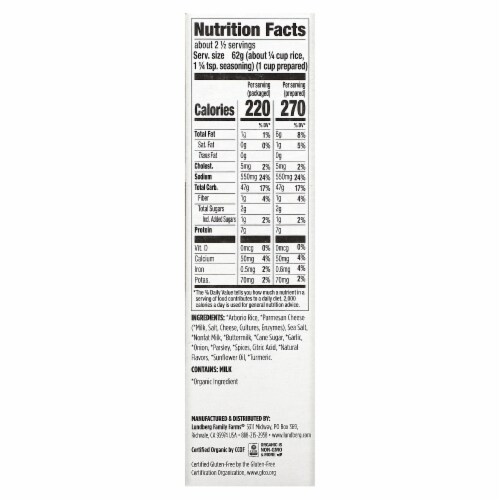 Lundberg Organic Risotto Alfredo Arborio Rice & Seasoning Mix Perspective: back
