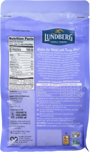 Lundberg Organic California Brown Jasmine Gourmet Rice Perspective: back