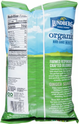 Lundberg Family Farms Organic Gluten-Free Ginger Seaweed Rice Cake Minis Perspective: back