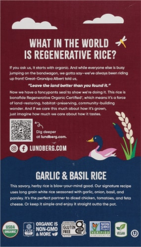 Lundberg Organic Garlic & Basil Seasoned Rice - 5.5oz Box Perspective: back