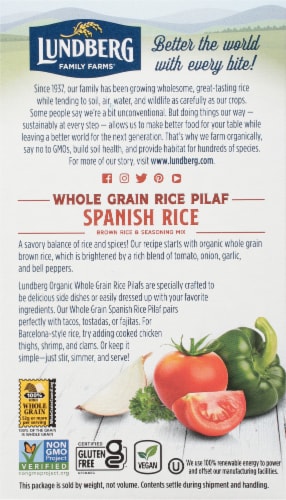 Lundberg® Family Farms® Organic Whole Grain Brown Rice & Seasoning Mix Perspective: back