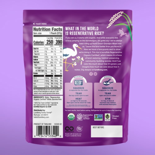 Lundberg Family Farms® Organic 90-Second White Jasmine Rice Pouch Perspective: back