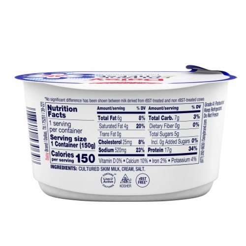 Daisy® Low Fat 4% Cottage Cheese Perspective: back