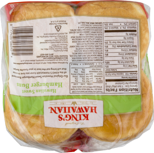 King's Hawaiian Sweet Hamburger Buns 6ct Perspective: back
