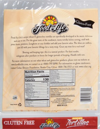 Food for Life® Wheat and Gluten Free Brown Rice Tortillas Perspective: back