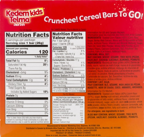 Kedem Kids® Crunchee! Cereal Bars Perspective: back