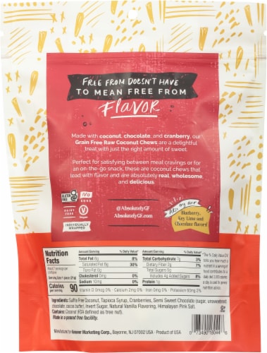 Absolutely® Gluten Free Grain Free Cranberry Coconut Chews Perspective: back