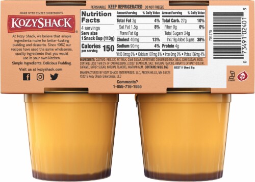 Kozy Shack® Gluten Free Creme Caramel Flan Snack Cups Perspective: back