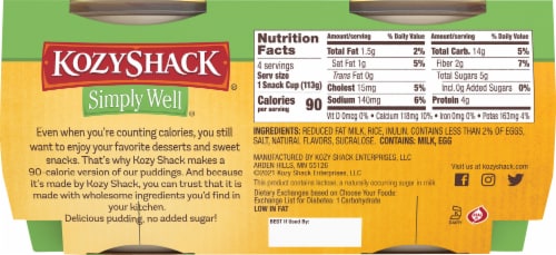 Kozy Shack Simply Well Rice Pudding Snack Cups, Gluten Free Dessert Perspective: back
