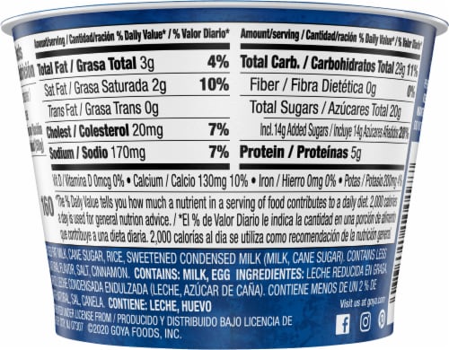 GOYA® Traditional Rice Pudding Perspective: back