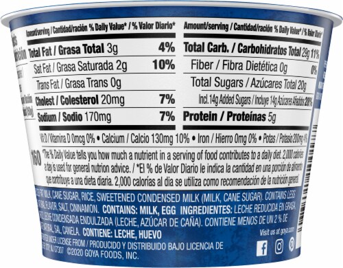 GOYA® Traditional Rice Pudding Perspective: back