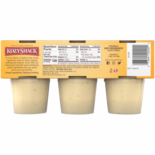 Kozy Shack Tapioca Pudding Snack Cups, Gluten Free Dessert Perspective: back