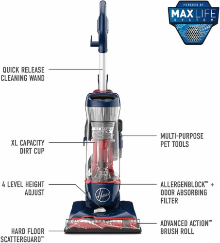 Hoover® Pet Max Bagless Upright Vacuum With Attachments Perspective: back