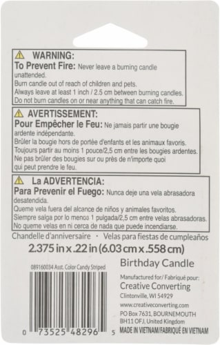 Creative Converting Assorted Striped Candles Perspective: back