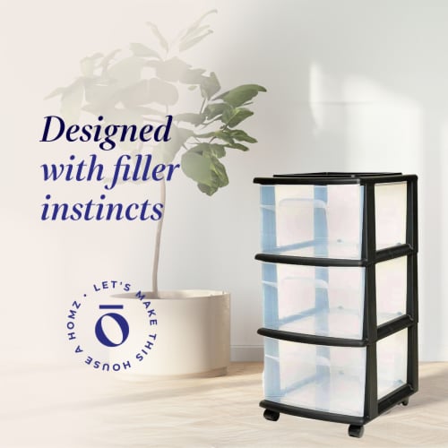 Homz Plastic 3 Drawer Medium Home Storage Container, Clear Drawers