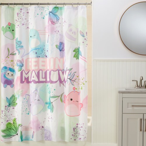 Squishmallows Shower Curtain with Hooks Perspective: back