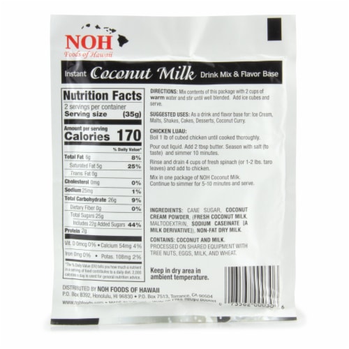 NOH Instant Coconut Milk Drink & Flavor Base Mix Perspective: back