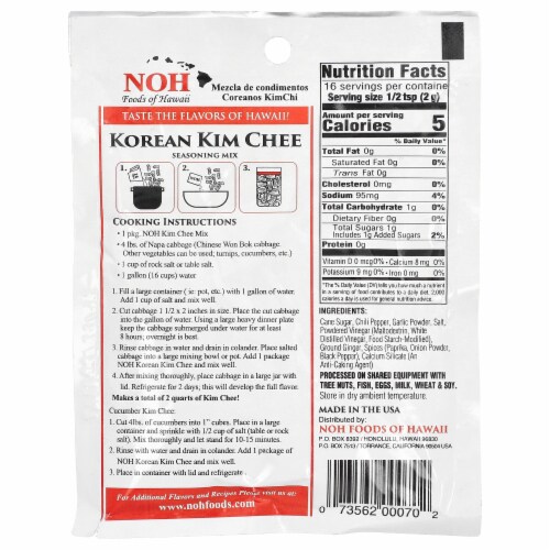 NOH of Hawaii Korean Kim Chee Seasoning Mix Perspective: back