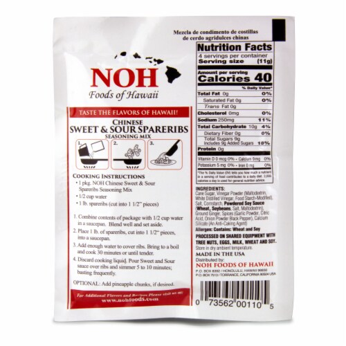 NOH of Hawaii Chinese Sweet Sour Spare Ribs Sauce Mix Perspective: back