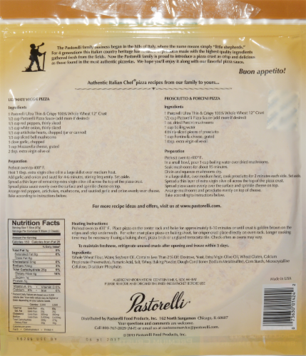 Pastorelli Whole Wheat Ultra Thin & Crispy Pizza Crusts 3 Count Perspective: back
