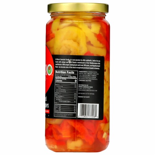 Mario 16oz Sliced Red & Yellow Banana Peppers 6-Pack Perspective: back