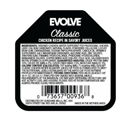 Evolve® Classic Crafted Meals Chicken Recipe Wet Cat Food Perspective: back