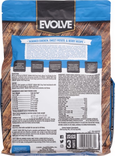 Evolve® Grain Free Chicken Sweet Potato & Berry Recipe Dog Food Perspective: back