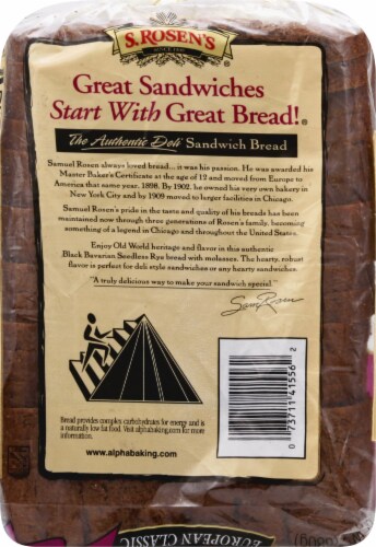 S. Rosen's Bread Bavarian Dark Rye Perspective: back