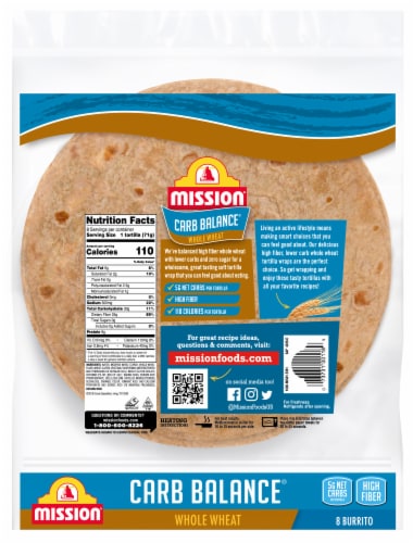 Mission® Carb Balance® Low Carb Whole Wheat Burrito Tortillas Perspective: back
