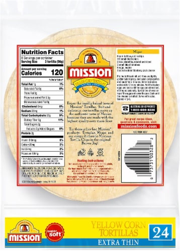 Mission Low Fat Extra Thin Yellow Corn Tortillas Perspective: back