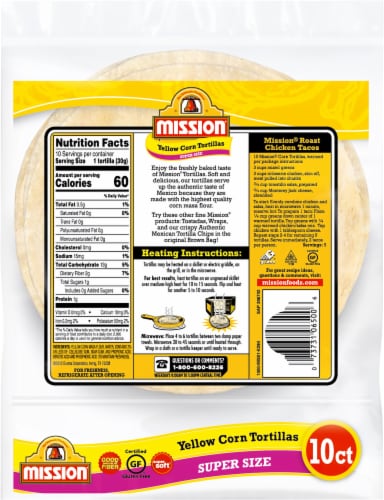 Mission Super Size Yellow Corn Tortillas Perspective: back