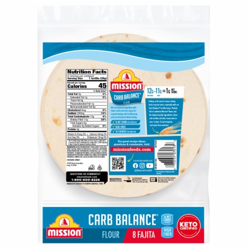 Mission Carb Balance Fajita Size Flour Tortillas Perspective: back