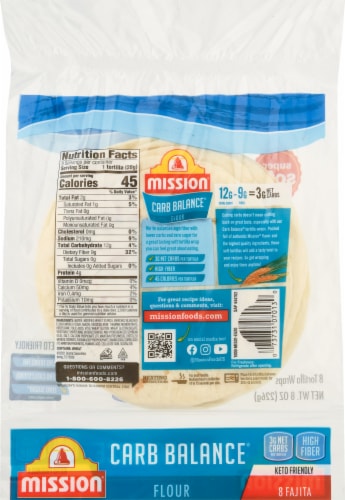 Mission Carb Balance Fajita Size Flour Tortillas Perspective: back