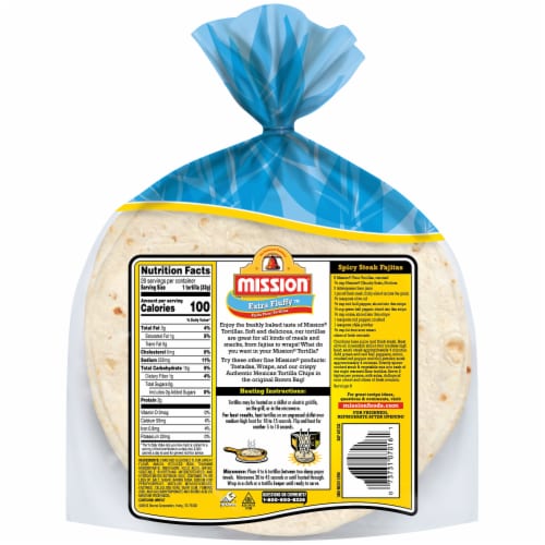 Mission Extra Fluffy Fajita Flour Tortillas Perspective: back