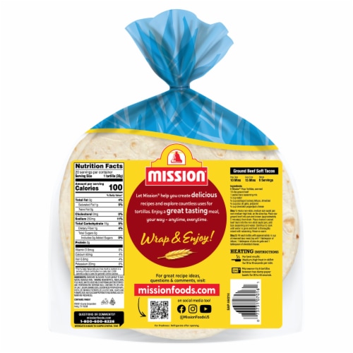 Mission Extra Fluffy Fajita Size Flour Tortillas Perspective: back