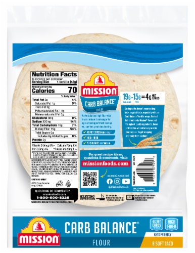Mission® Carb Balance® Low Carb Soft Taco Flour Tortillas Perspective: back