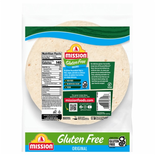 Mission Gluten Free Original Soft Taco Size Flour Tortillas Perspective: back